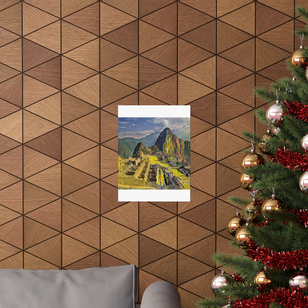 Machu Picchu in Cafe Terrace at Night Style | Vincent van Gogh Inspired Art