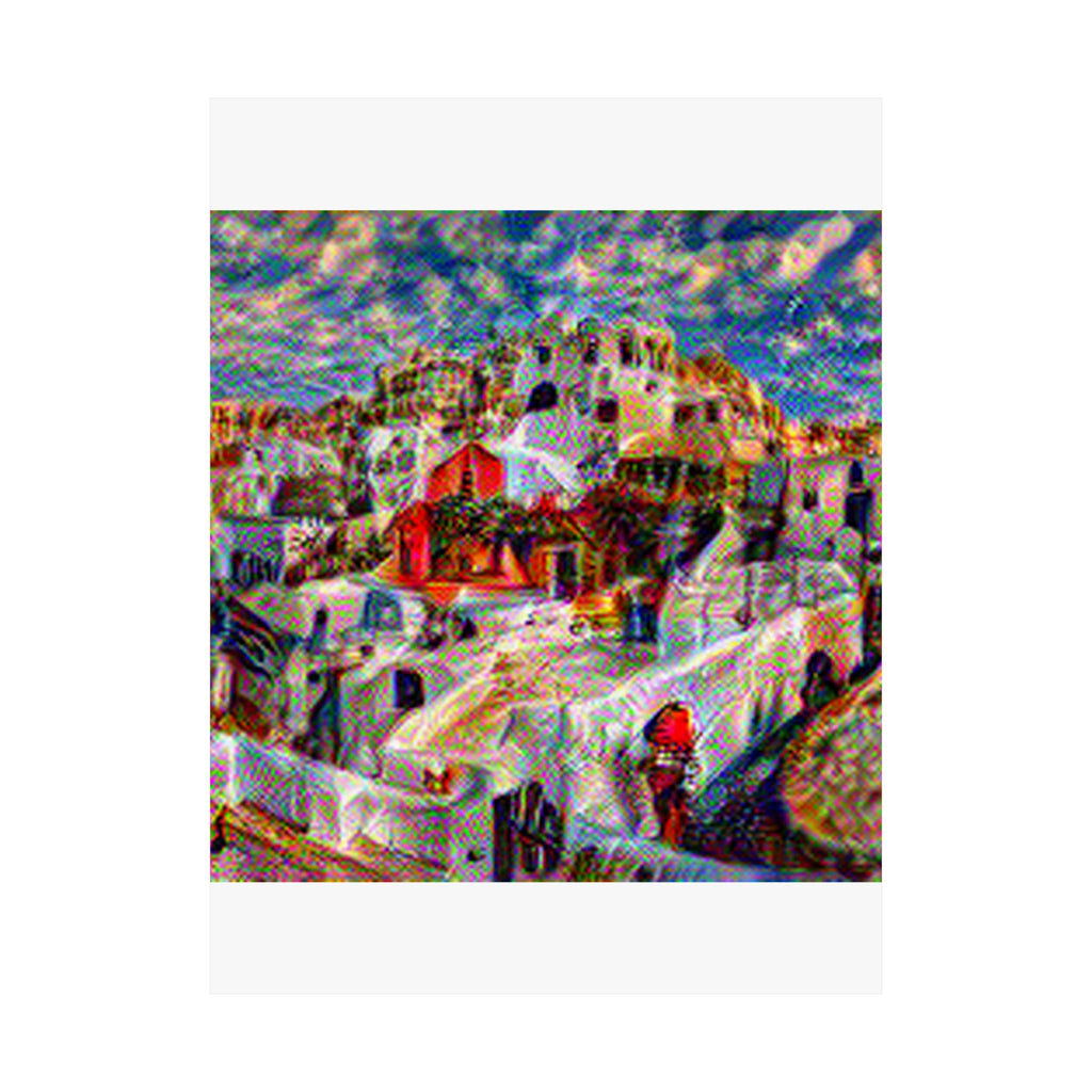 Santorini in Composition Vii Style - Poster Print