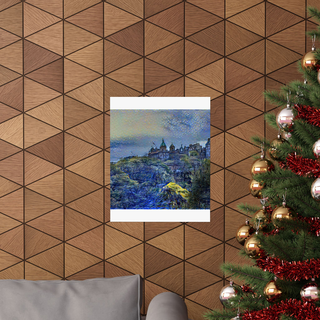 Edinburgh Old Town in Starry Night Style | Vincent van Gogh Inspired Art