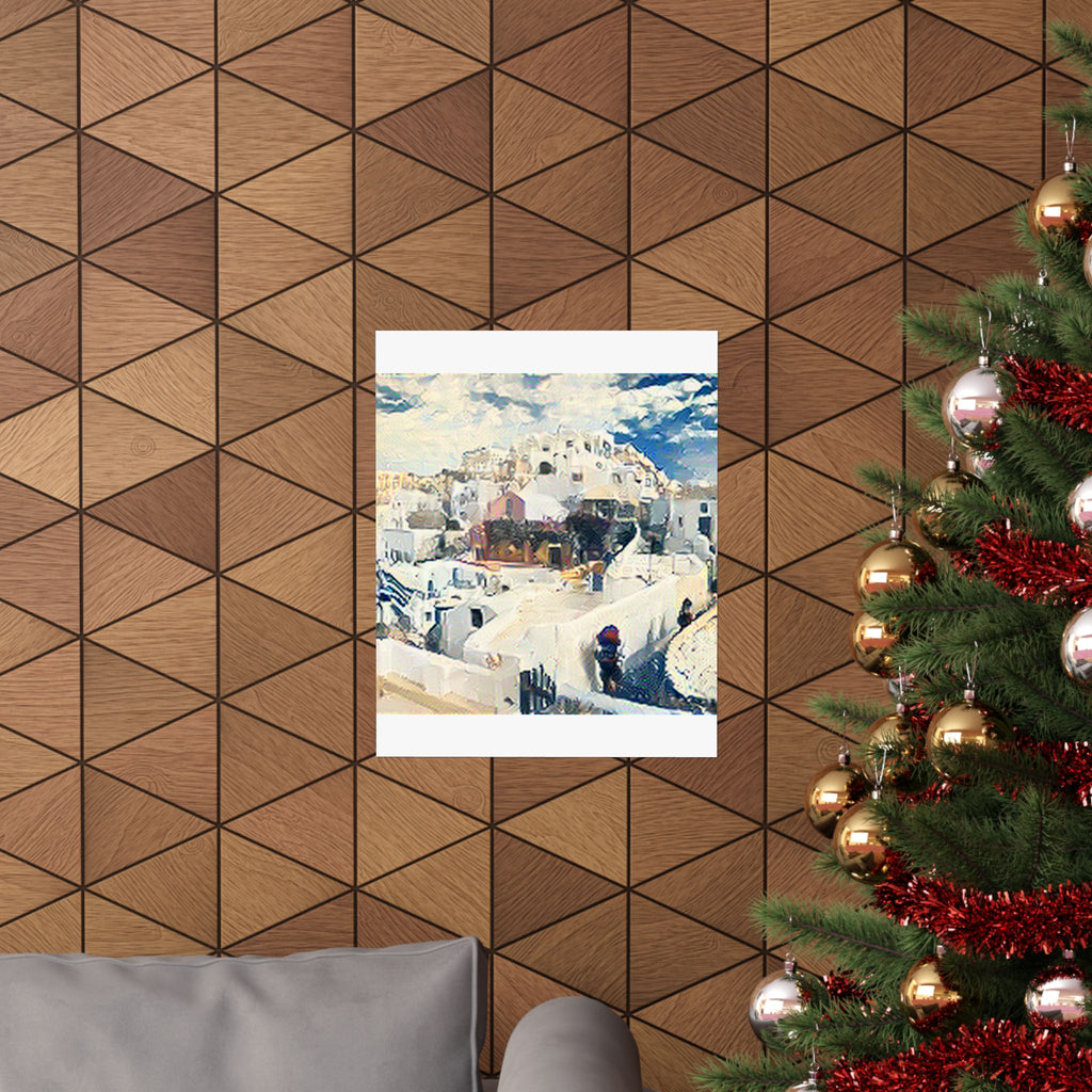 Santorini in The Great Wave off Kanagawa Style | Katsushika Hokusai Inspired Art