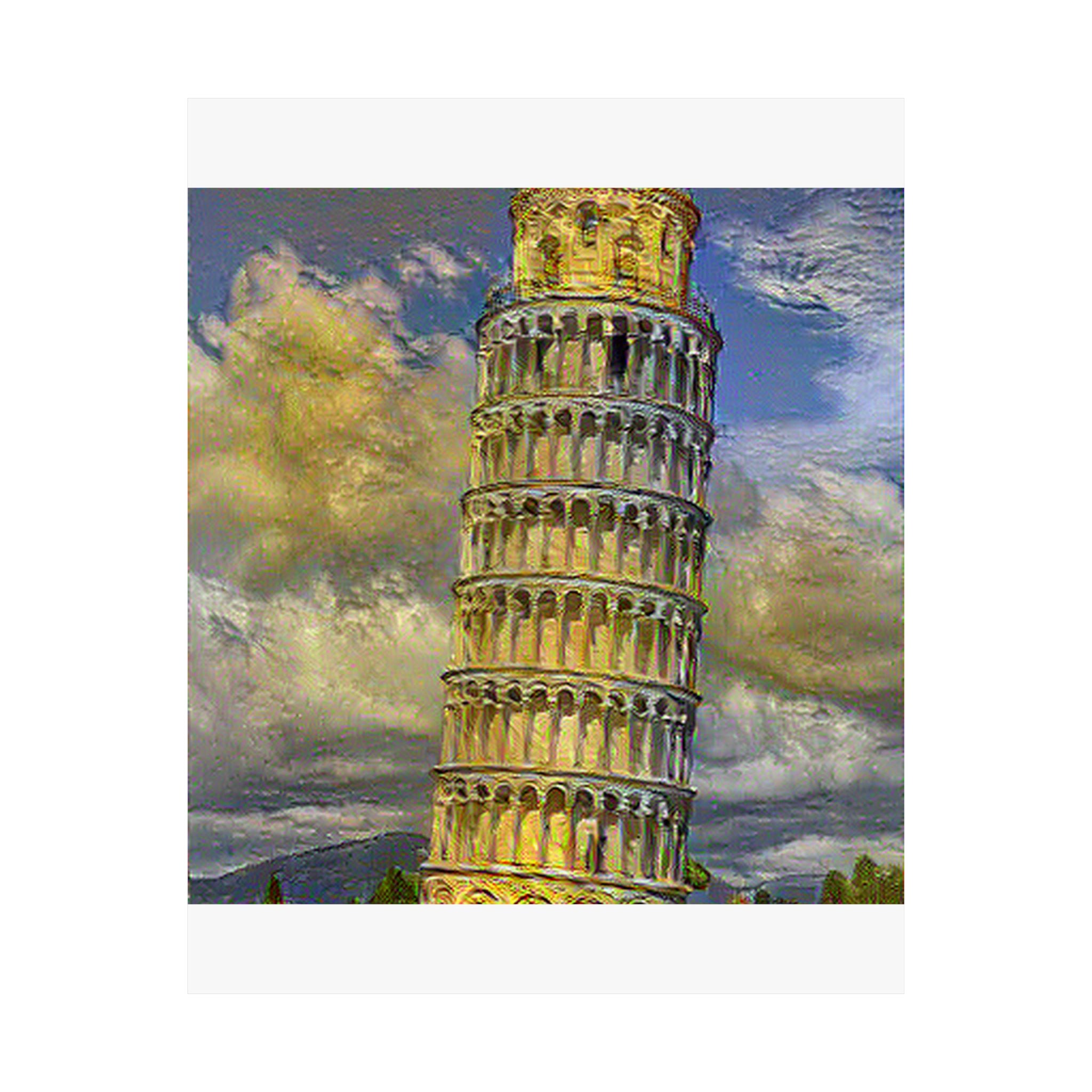 Tower Of Pisa in Cafe Terrace Style - Poster Print