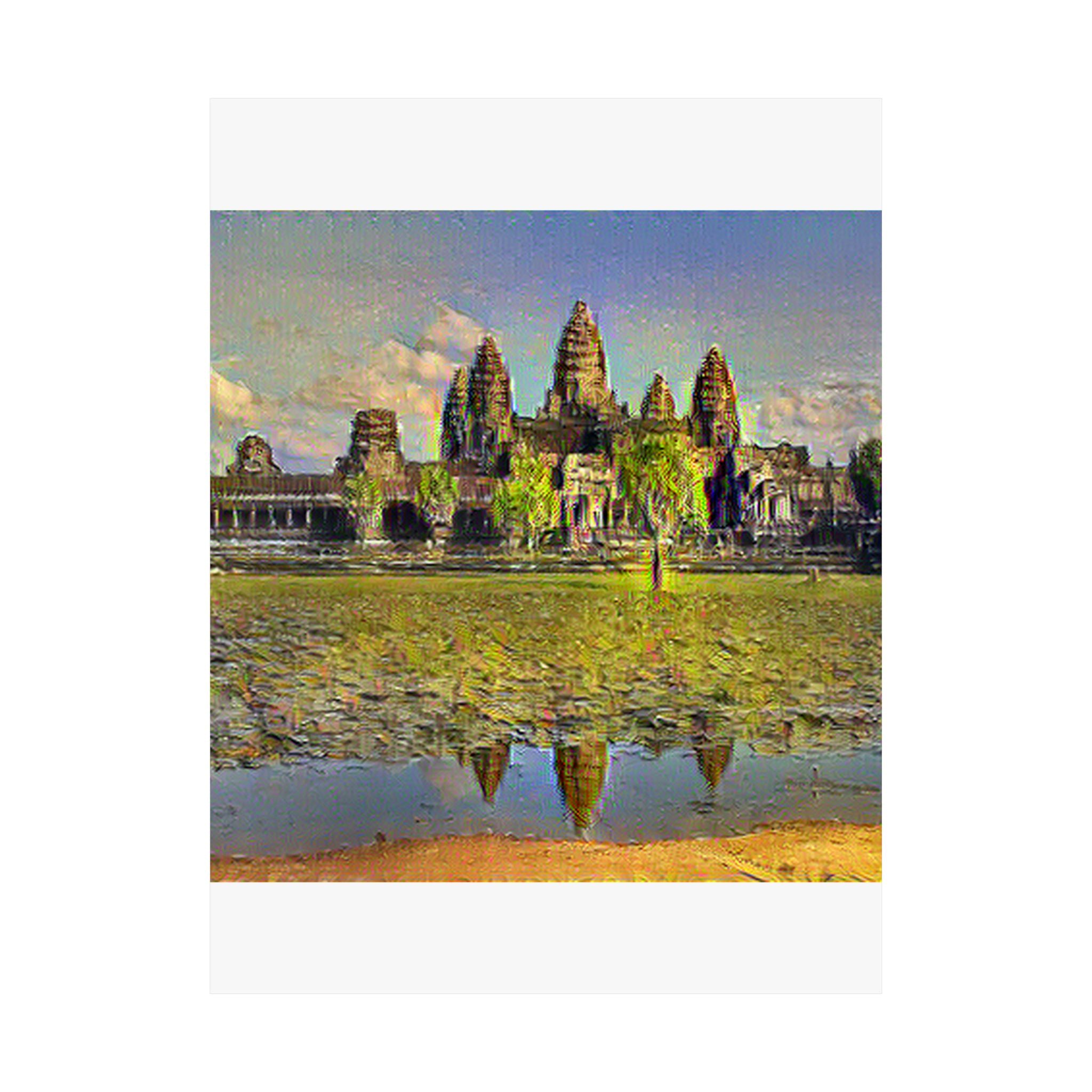 Angkor Wat in Cafe Terrace at Night Style | Vincent van Gogh Inspired Art