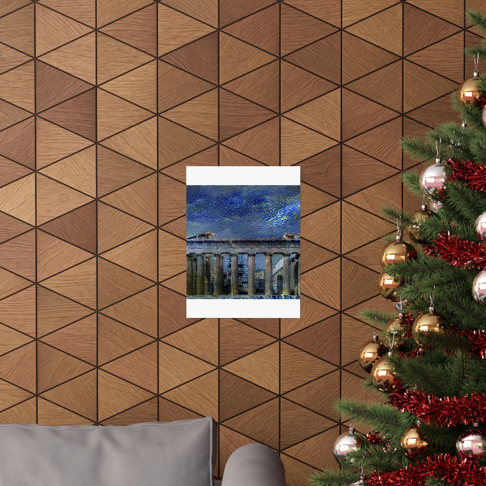 Acropolis Athens in Starry Night Style - Poster Print