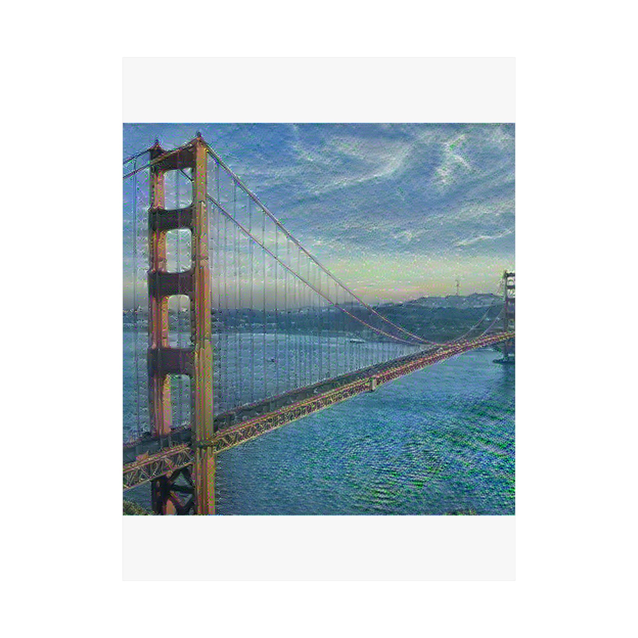 Golden Gate in Water Lilies Style - Poster Print