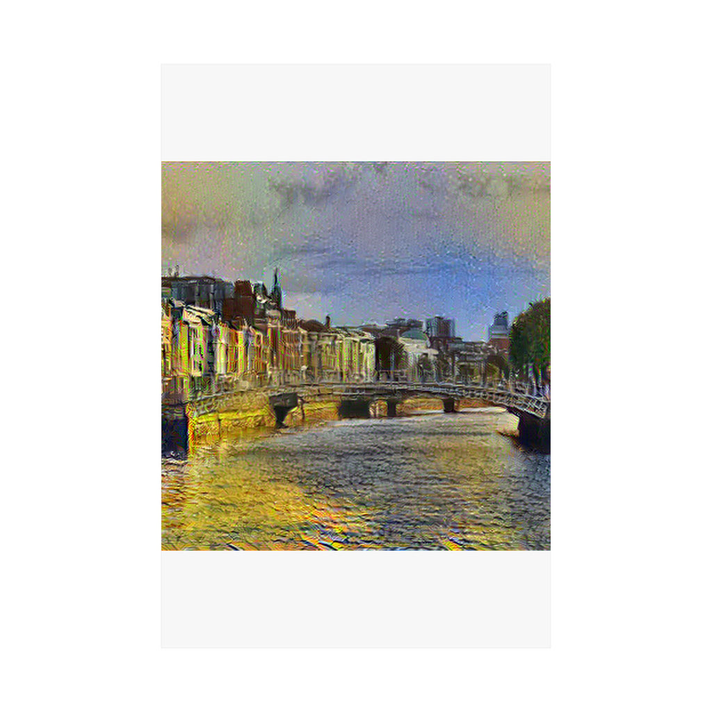 Ha'penny Bridge in Cafe Terrace at Night Style | Vincent van Gogh Inspired Art