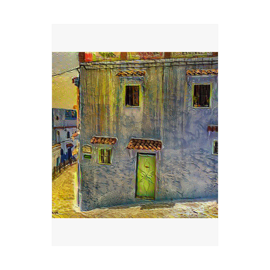 Chefchaouen in Cafe Terrace at Night Style | Vincent van Gogh Inspired Art