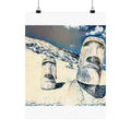 Moai in Great Wave Style - Poster Print