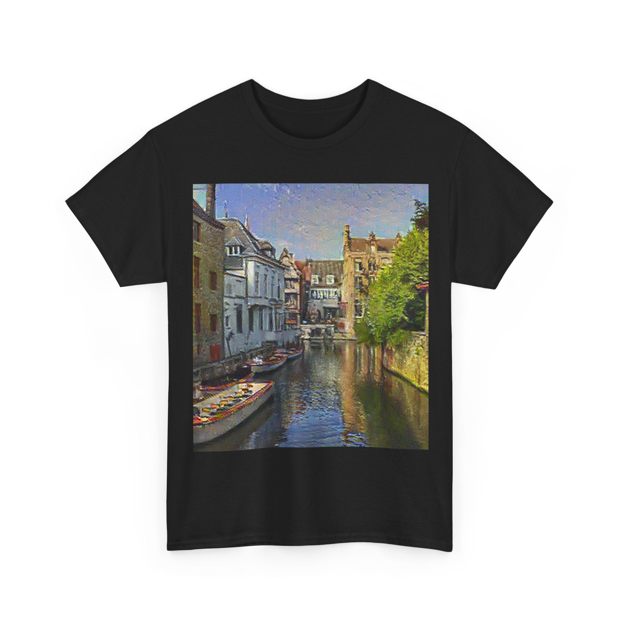 Bruges Medieval Center in Cafe Terrace at Night Style | Vincent van Gogh Inspired Art
