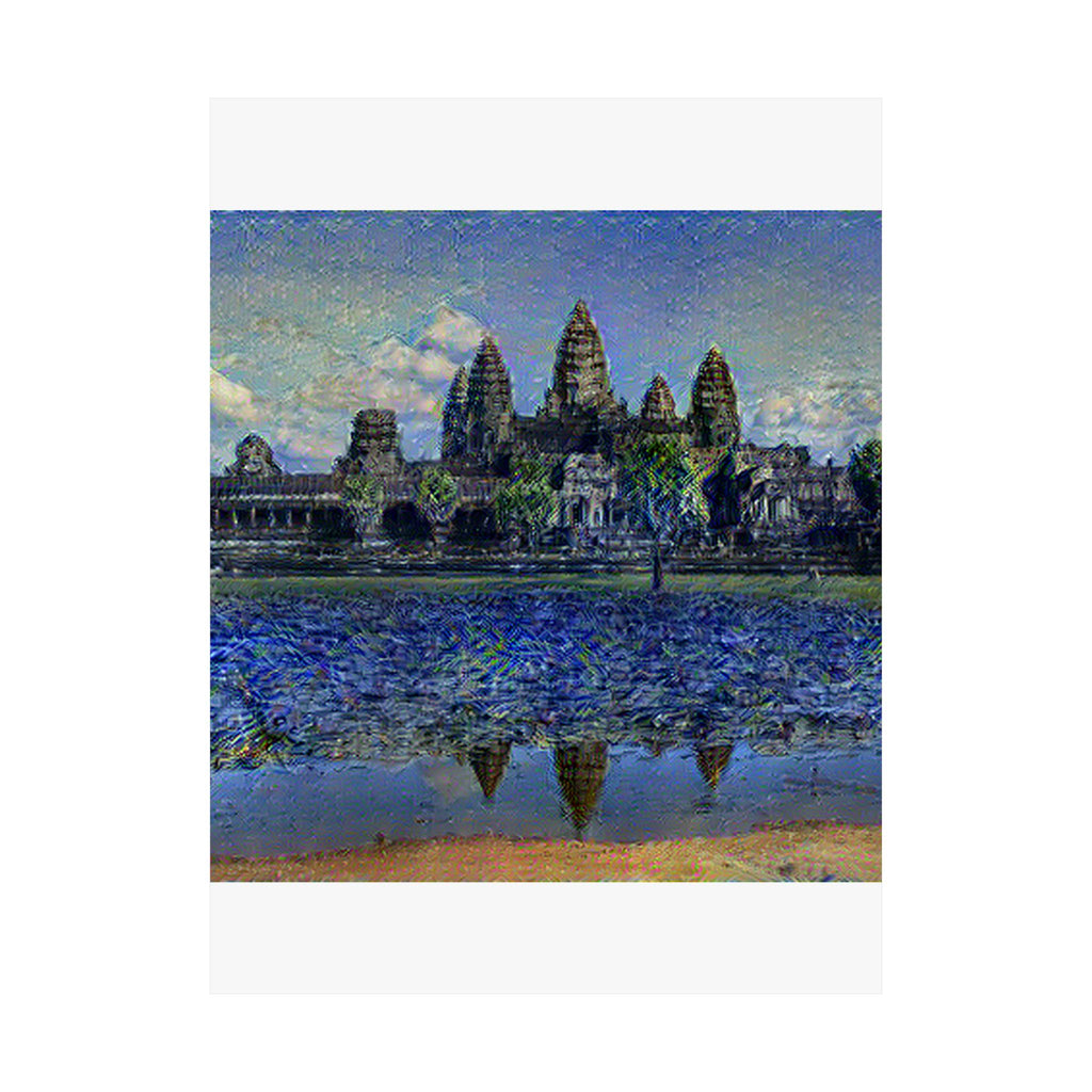 Angkor Wat in Starry Night Style | Vincent van Gogh Inspired Art