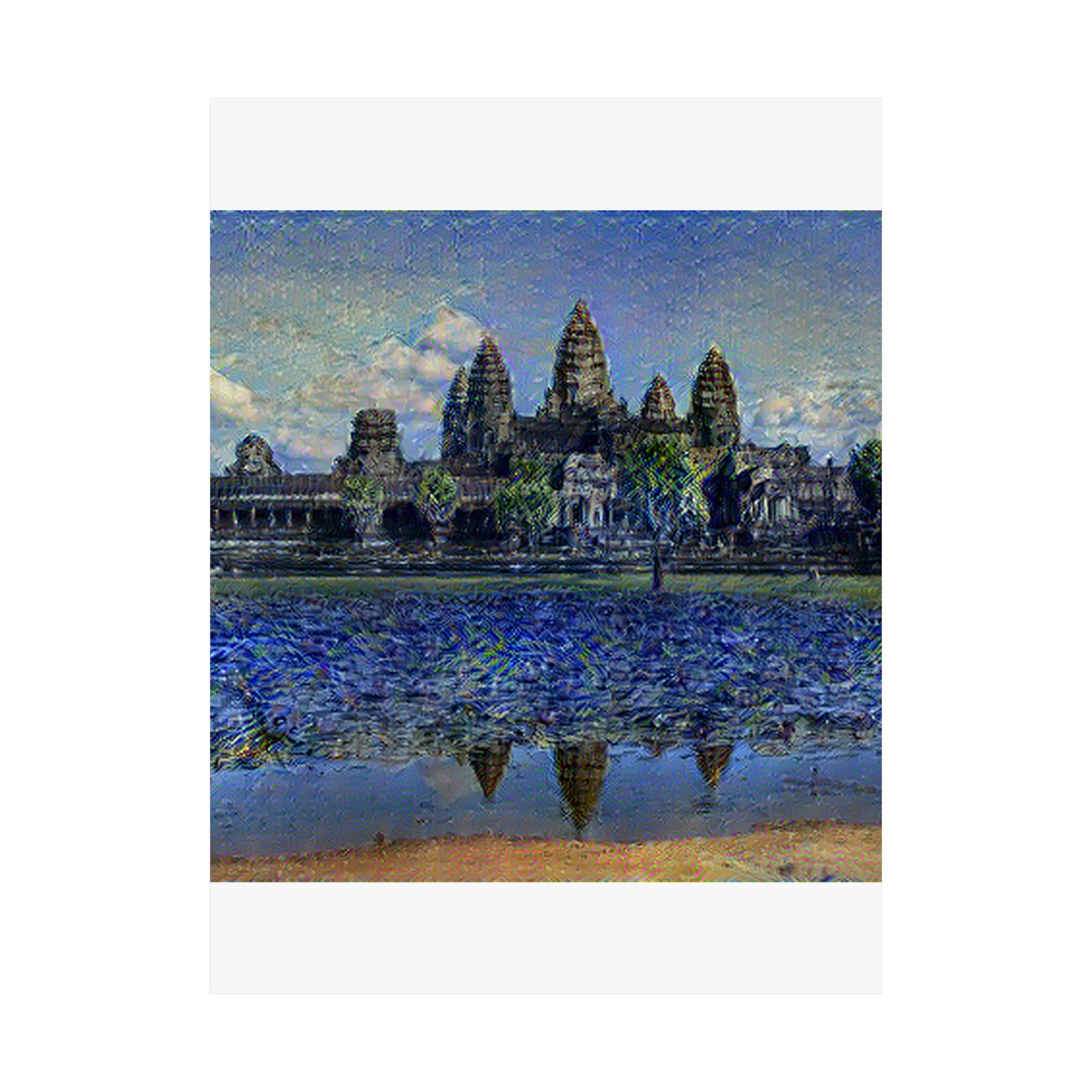 Angkor Wat in Starry Night Style | Vincent van Gogh Inspired Art
