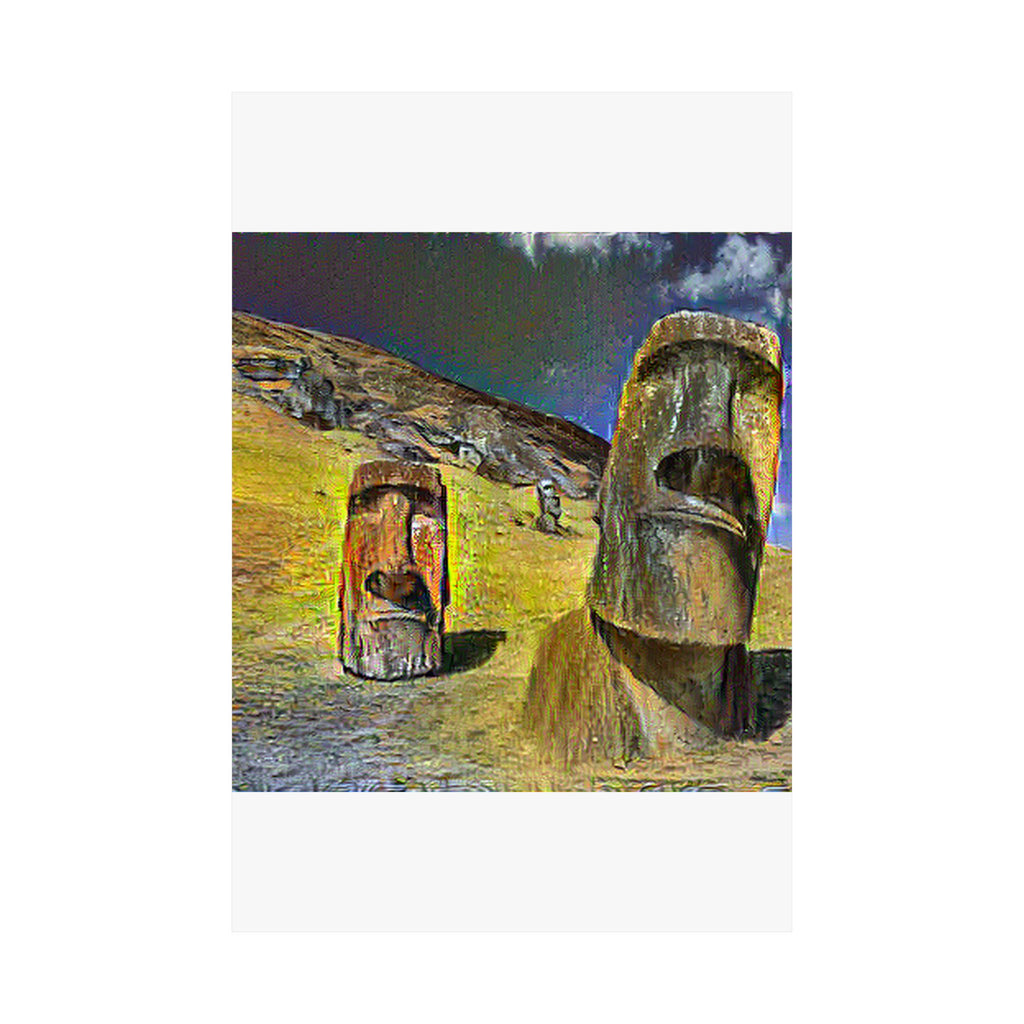 Moai in Cafe Terrace Style - Poster Print