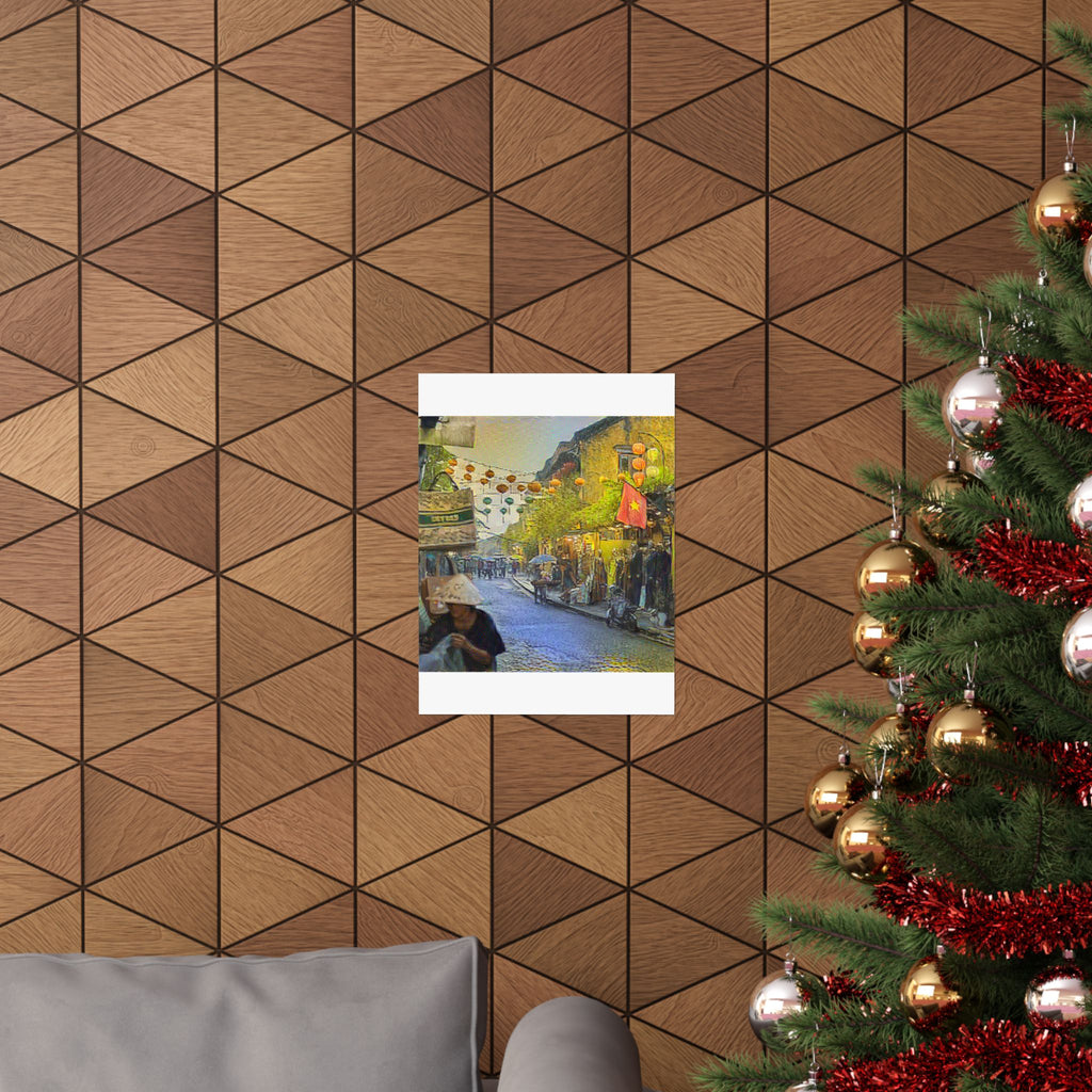 Hoi An Ancient Town in Cafe Terrace at Night Style | Vincent van Gogh Inspired Art