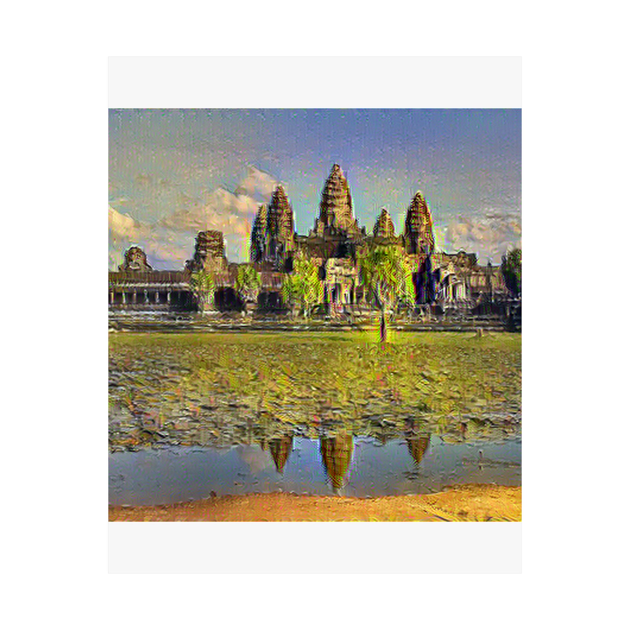 Angkor Wat in Cafe Terrace at Night Style | Vincent van Gogh Inspired Art
