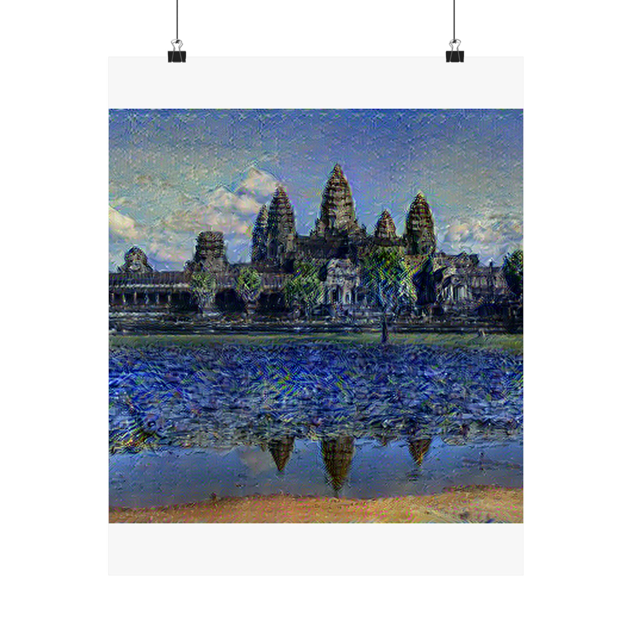 Angkor Wat in Starry Night Style | Vincent van Gogh Inspired Art