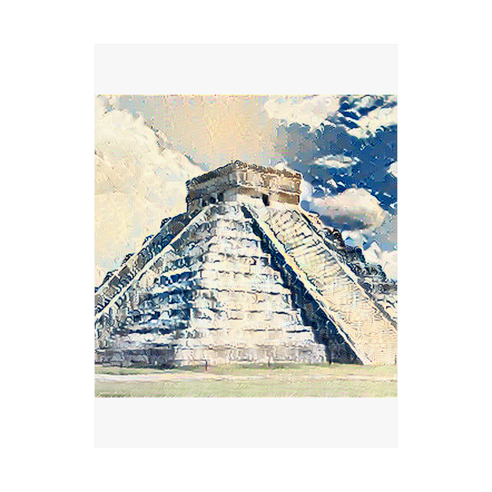 Chichen Itza in The Great Wave off Kanagawa Style | Katsushika Hokusai Inspired Art