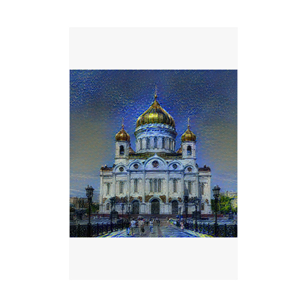St Basils in Starry Night Style - Poster Print