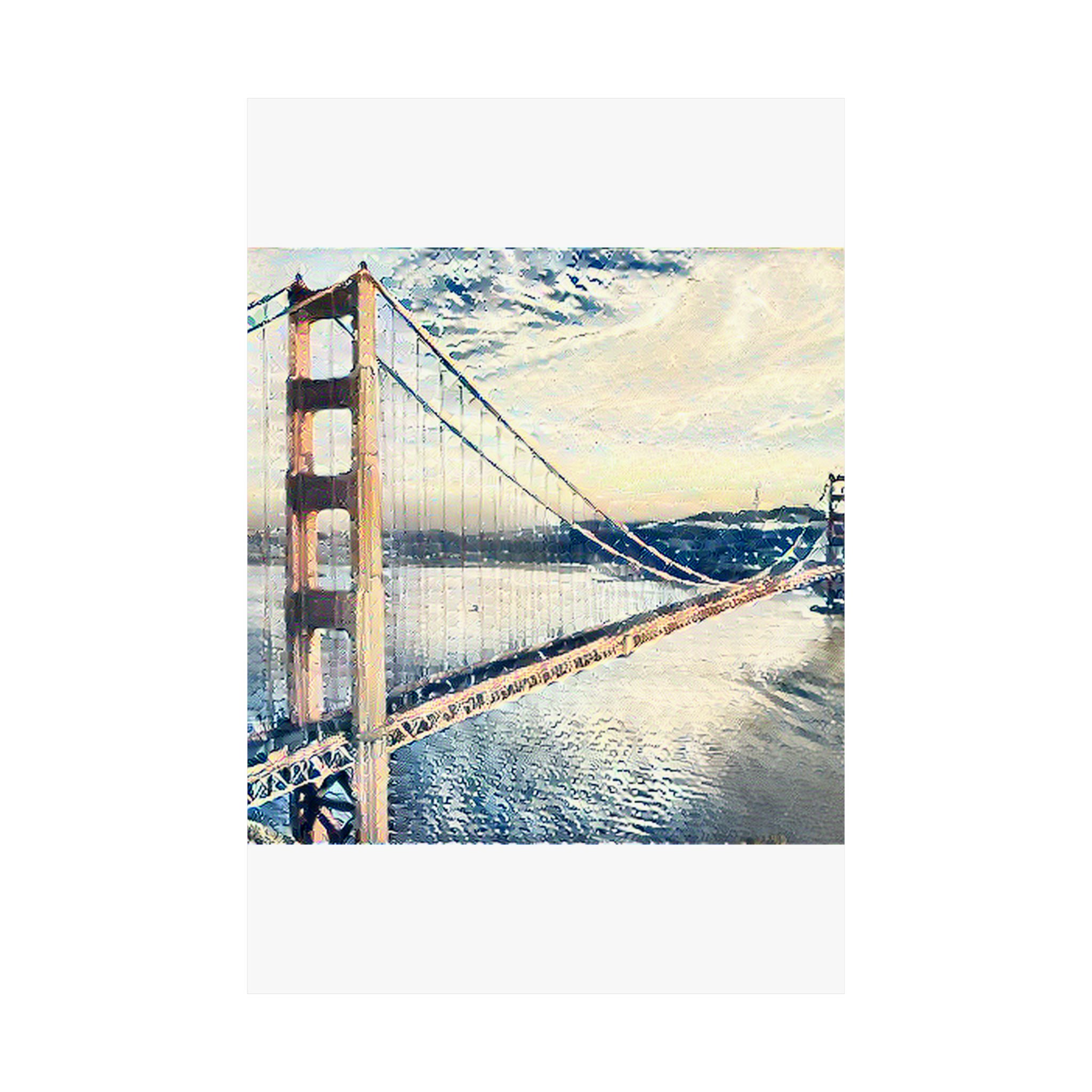 Golden Gate Bridge in The Great Wave off Kanagawa Style | Katsushika Hokusai Inspired Art