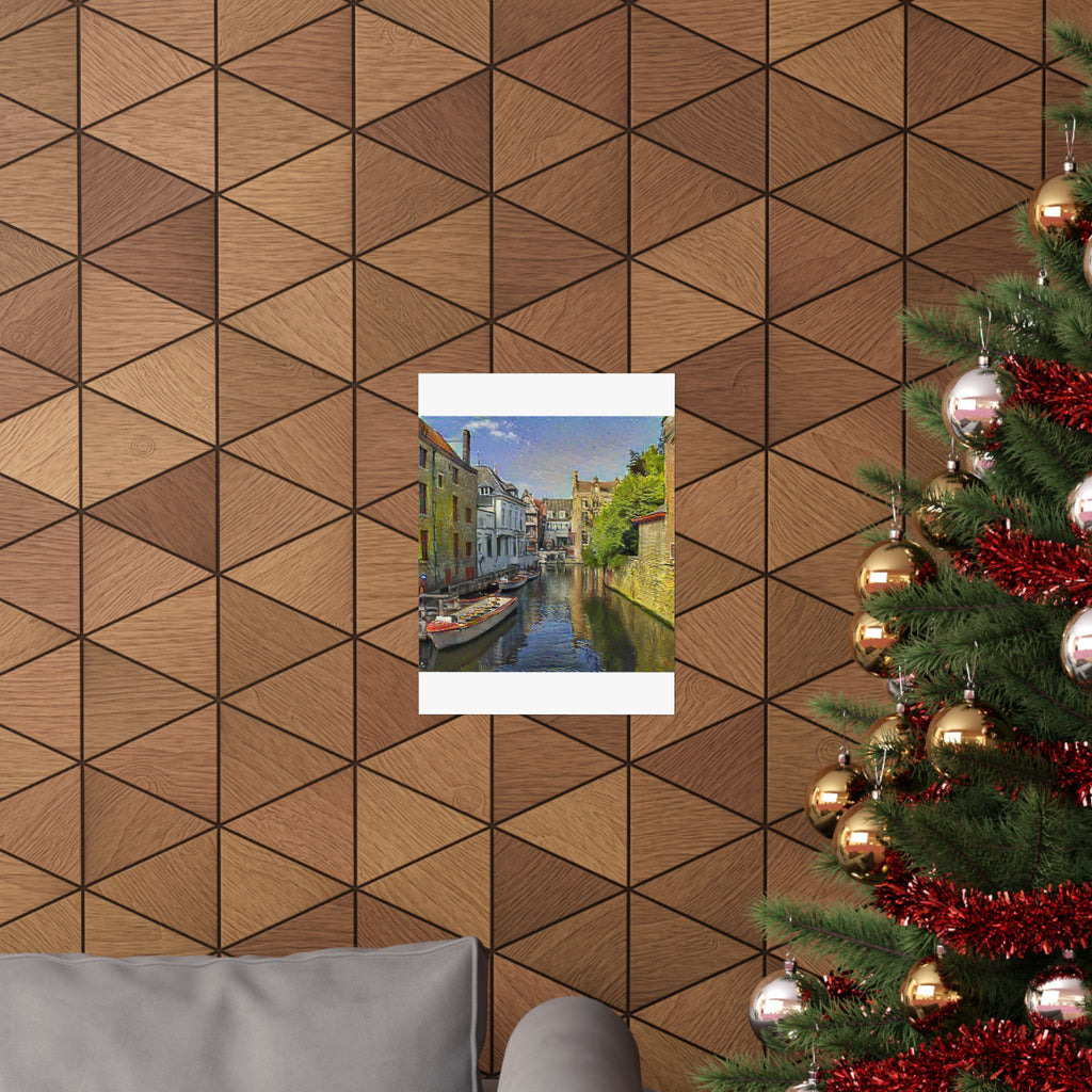 Bruges Medieval Center in Cafe Terrace at Night Style | Vincent van Gogh Inspired Art