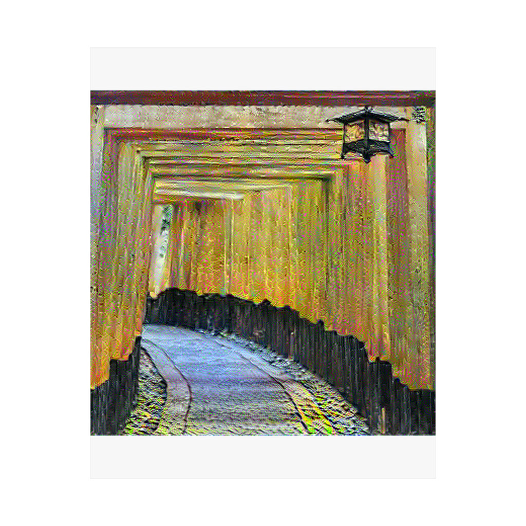 Fushimi Inari Shrine in Cafe Terrace at Night Style | Vincent van Gogh Inspired Art