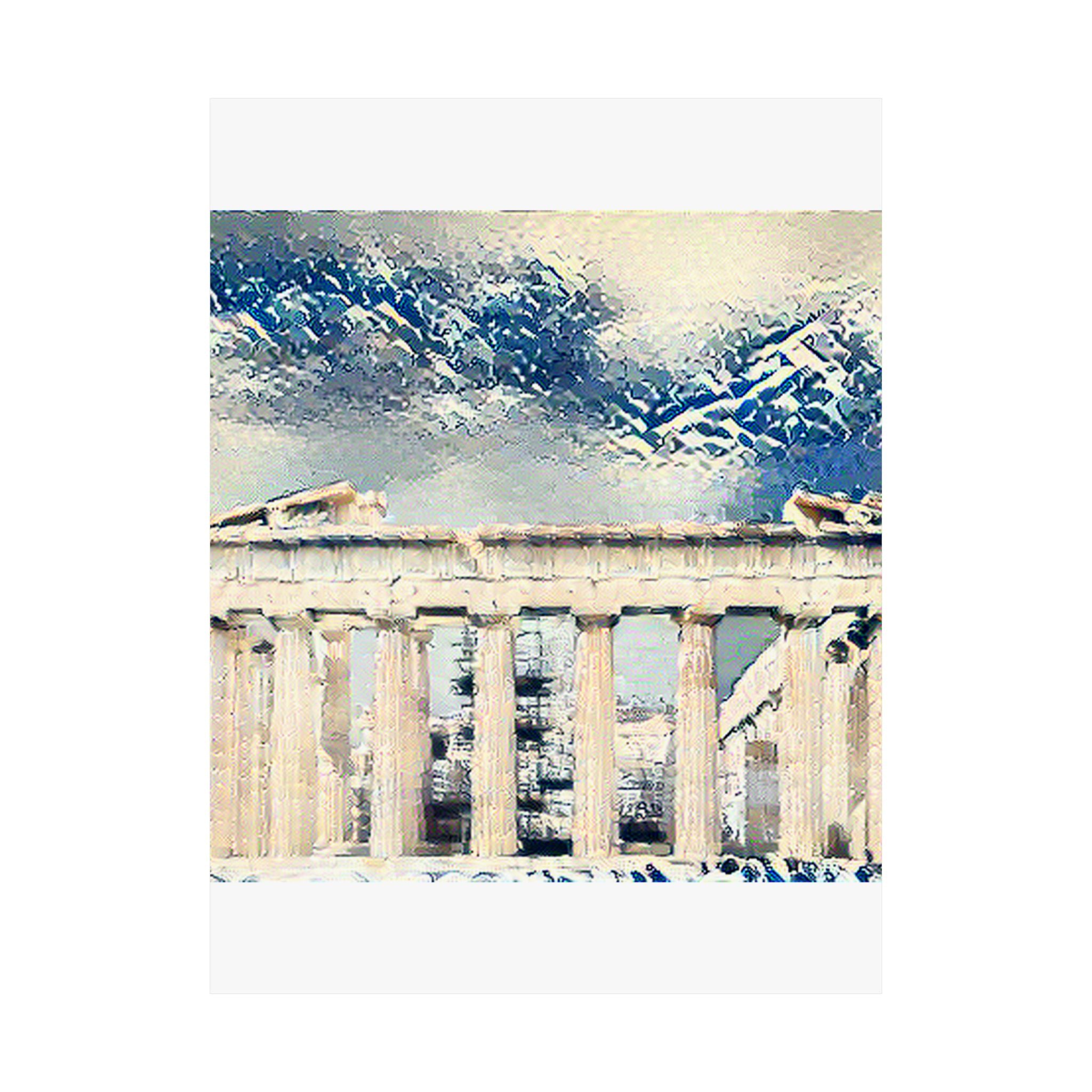 Acropolis Athens in Great Wave Style - Poster Print