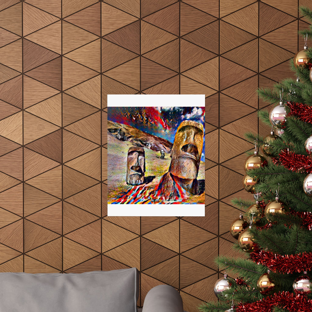 Moai Statues in Composition VII Style | Wassily Kandinsky Inspired Art