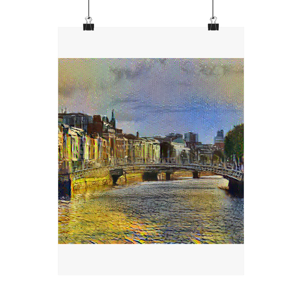 Ha'penny Bridge in Cafe Terrace at Night Style | Vincent van Gogh Inspired Art