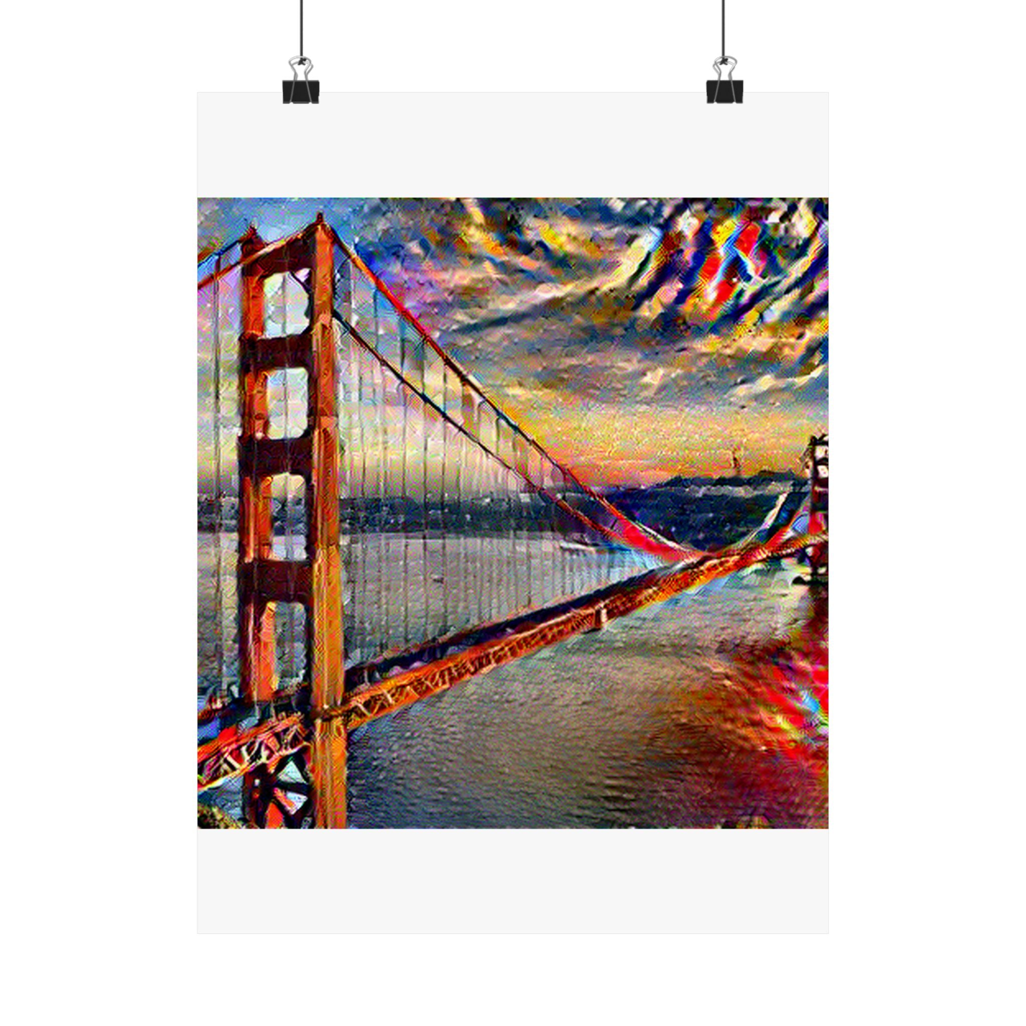 Golden Gate in Composition Vii Style - Poster Print
