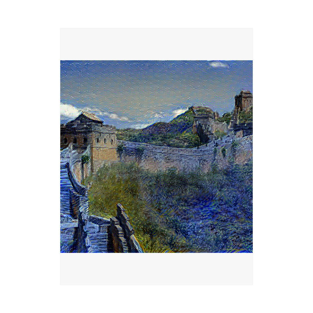 Great Wall of China in Starry Night Style | Vincent van Gogh Inspired Art