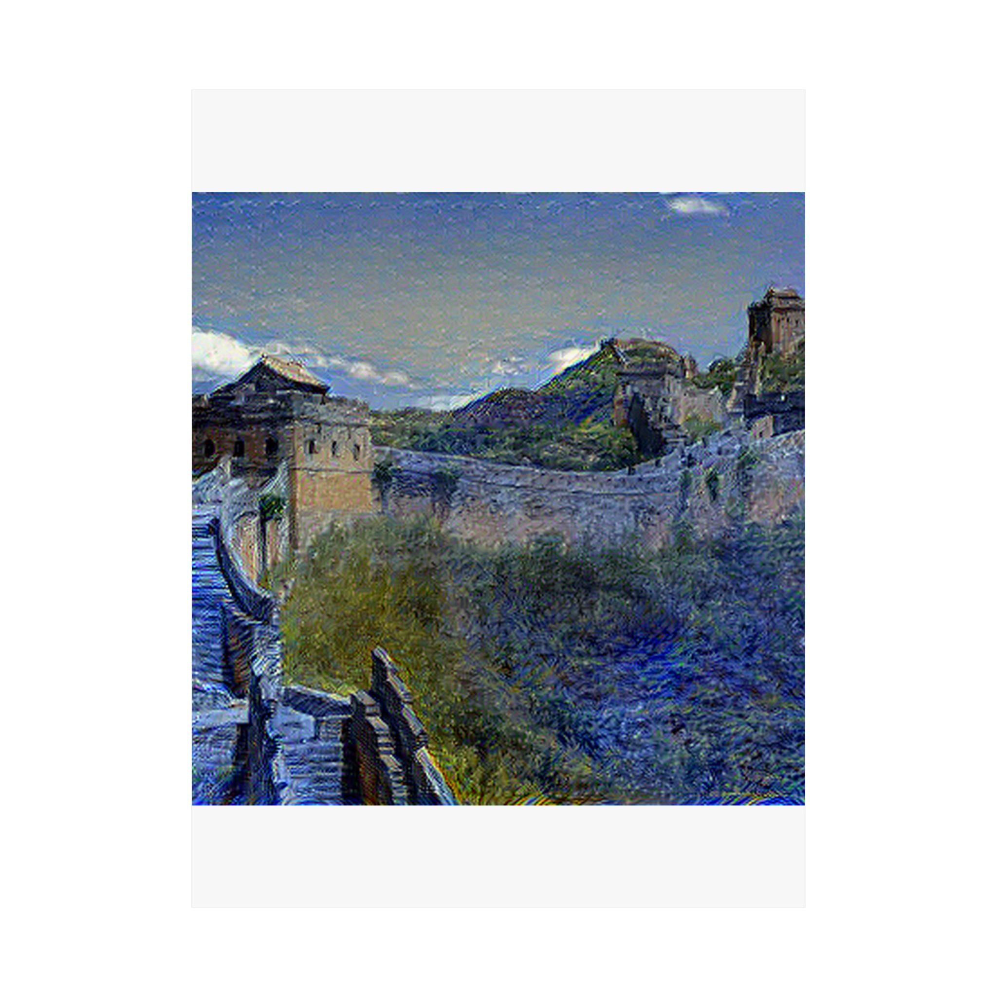 Great Wall of China in Starry Night Style | Vincent van Gogh Inspired Art