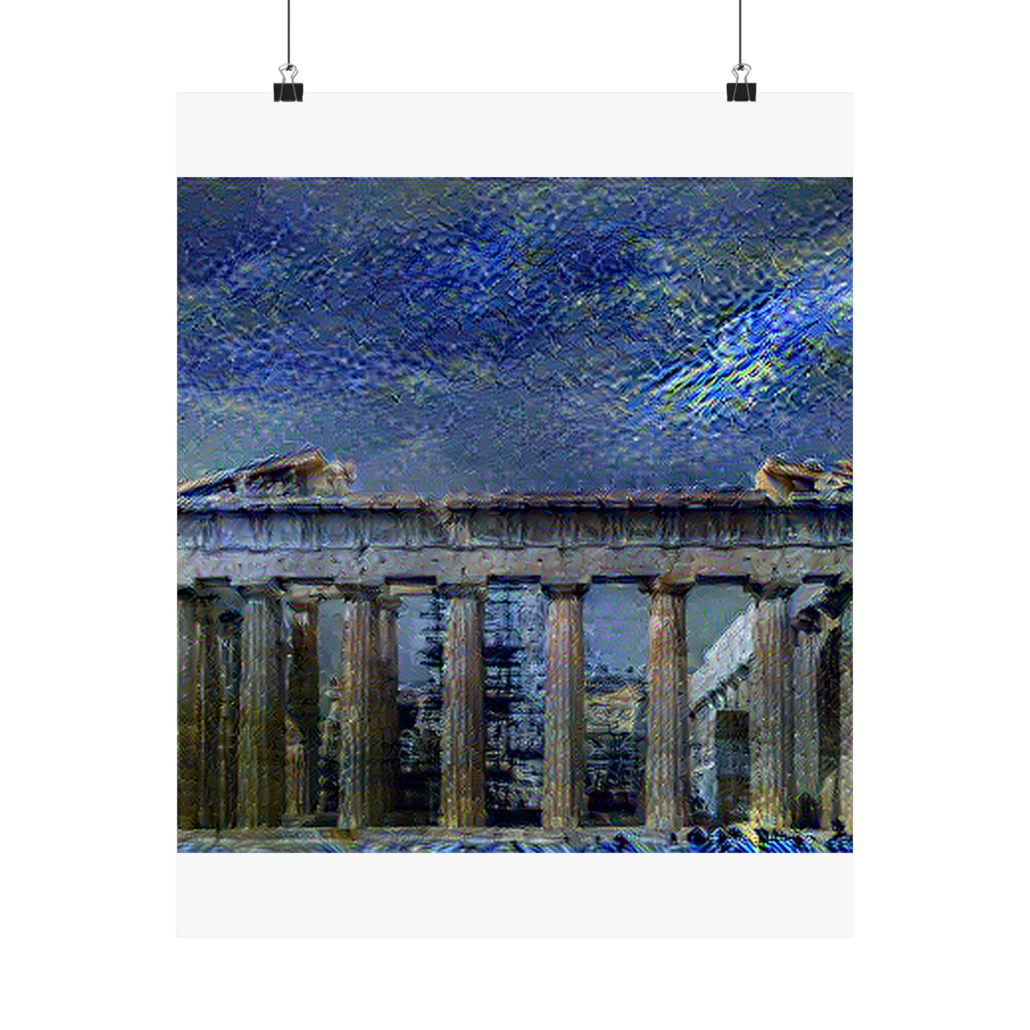 Acropolis Athens in Starry Night Style - Poster Print