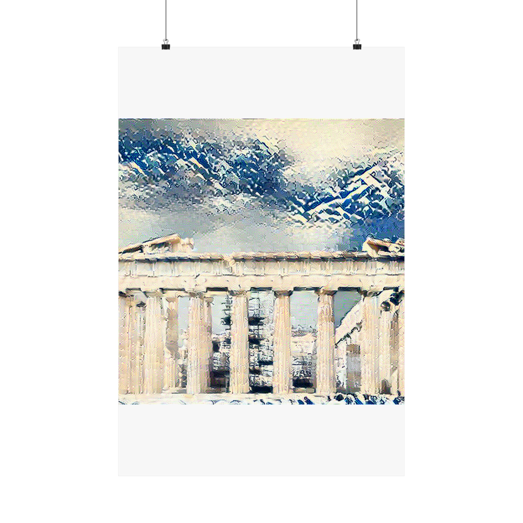 Acropolis Athens in Great Wave Style - Poster Print