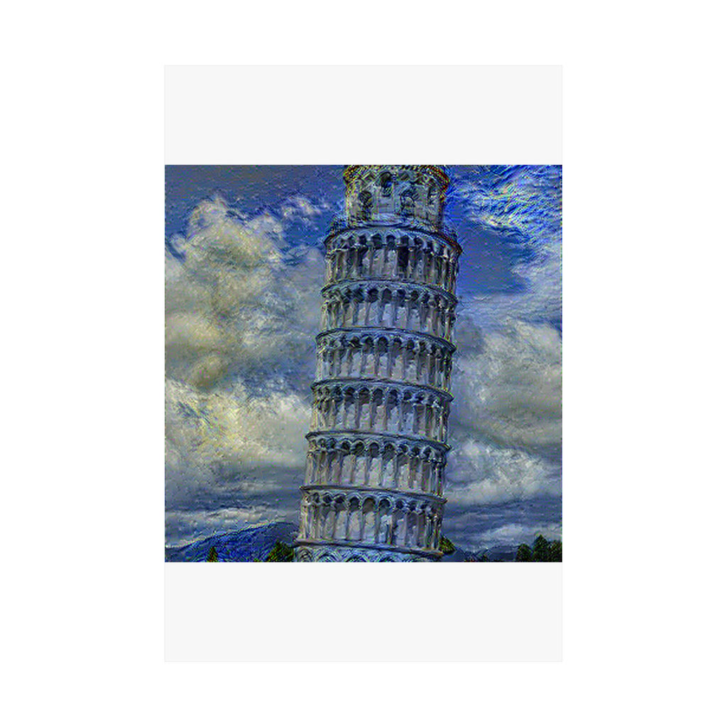 Tower Of Pisa in Starry Night Style - Poster Print