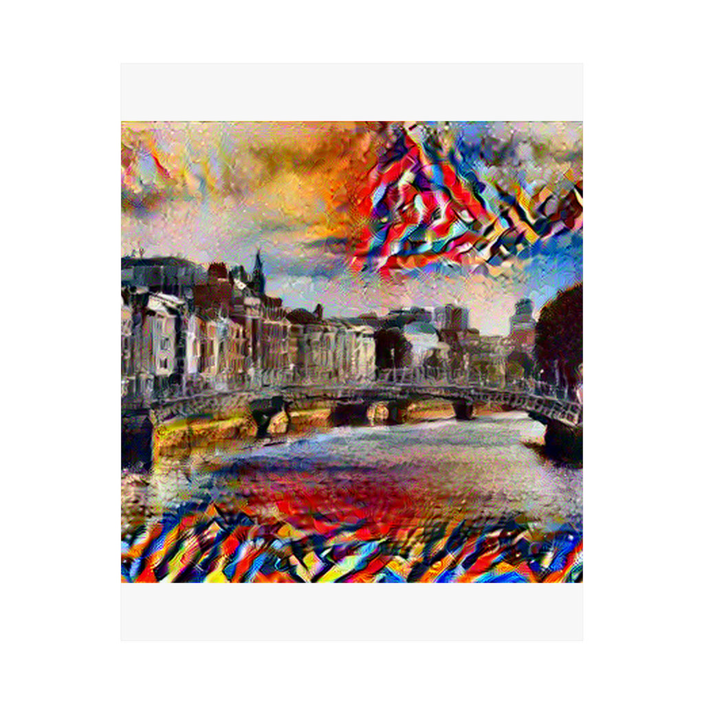 Ha'penny Bridge in Composition VII Style | Wassily Kandinsky Inspired Art