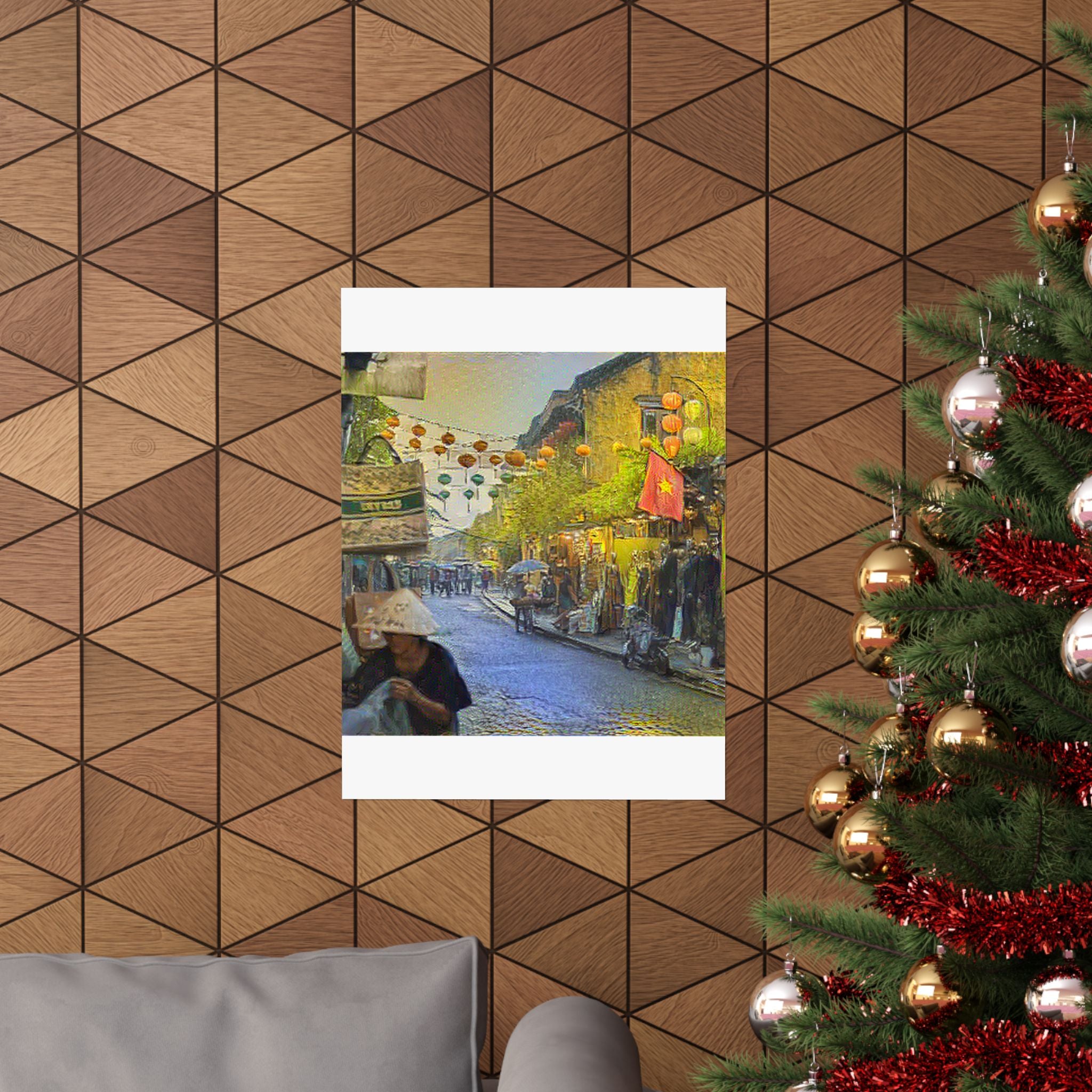 Hoi An Ancient Town in Cafe Terrace at Night Style | Vincent van Gogh Inspired Art