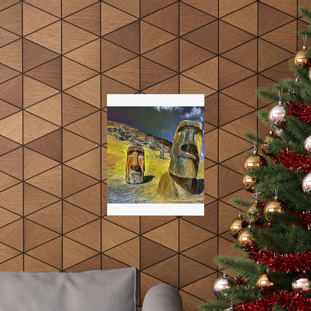 Moai in Cafe Terrace Style - Poster Print