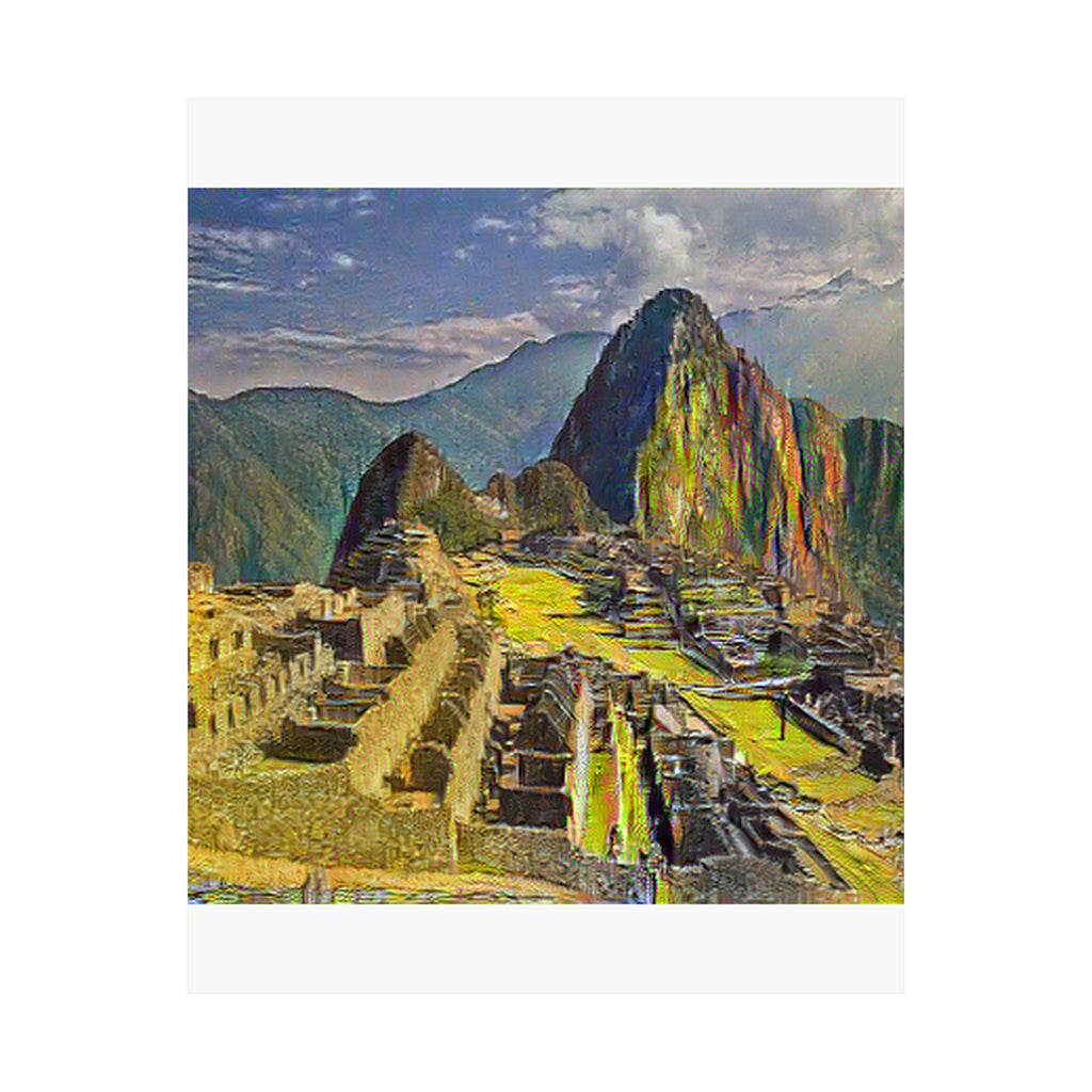 Machu Picchu in Cafe Terrace at Night Style | Vincent van Gogh Inspired Art