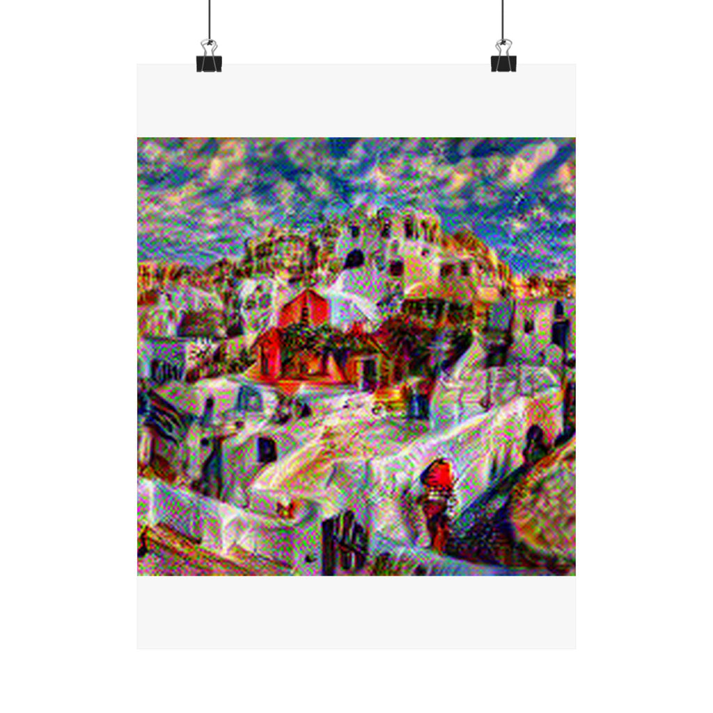 Santorini in Composition Vii Style - Poster Print