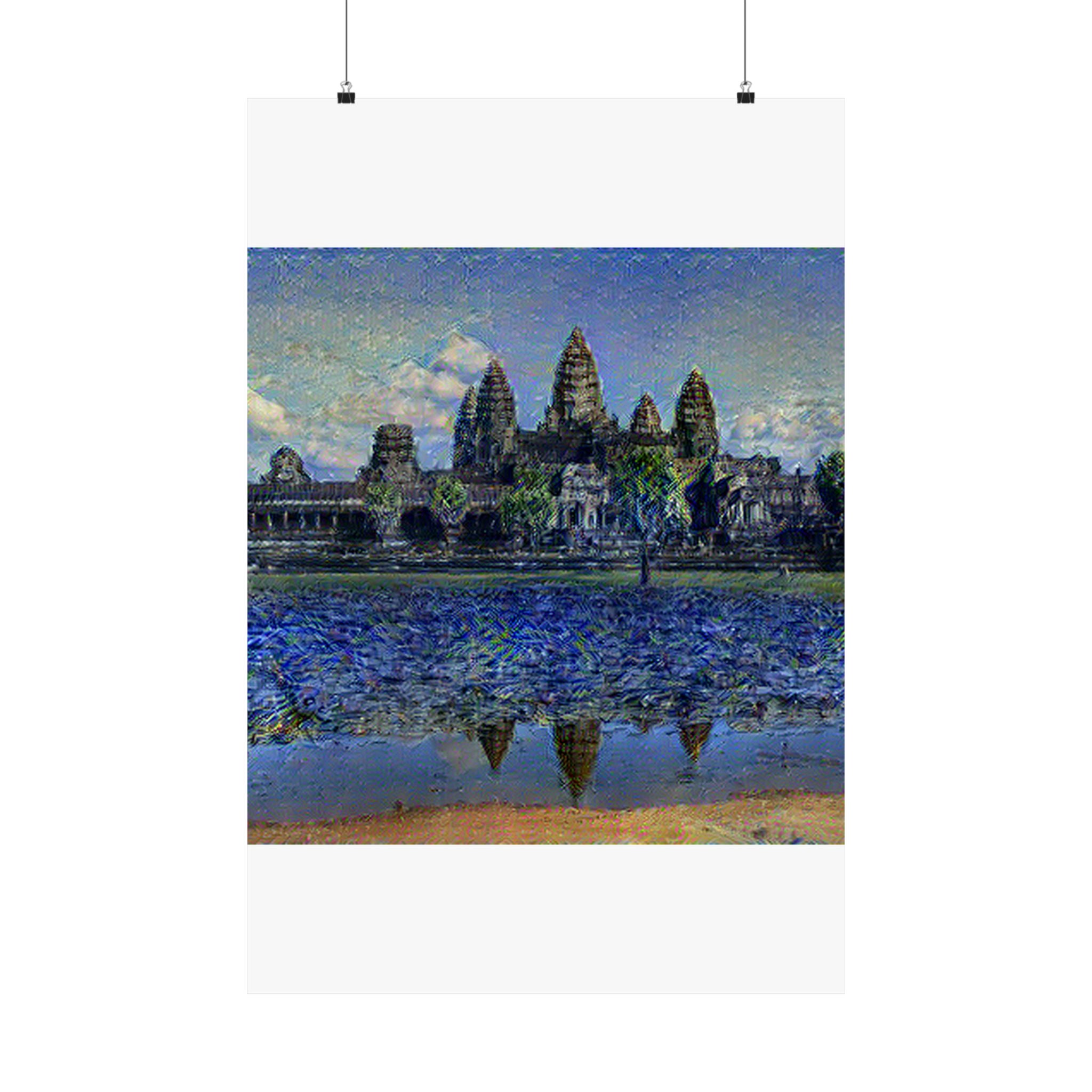 Angkor Wat in Starry Night Style | Vincent van Gogh Inspired Art