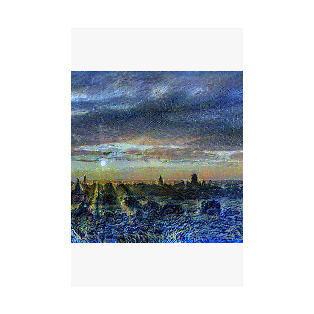 Bagan Temple Plain in Starry Night Style | Vincent van Gogh Inspired Art