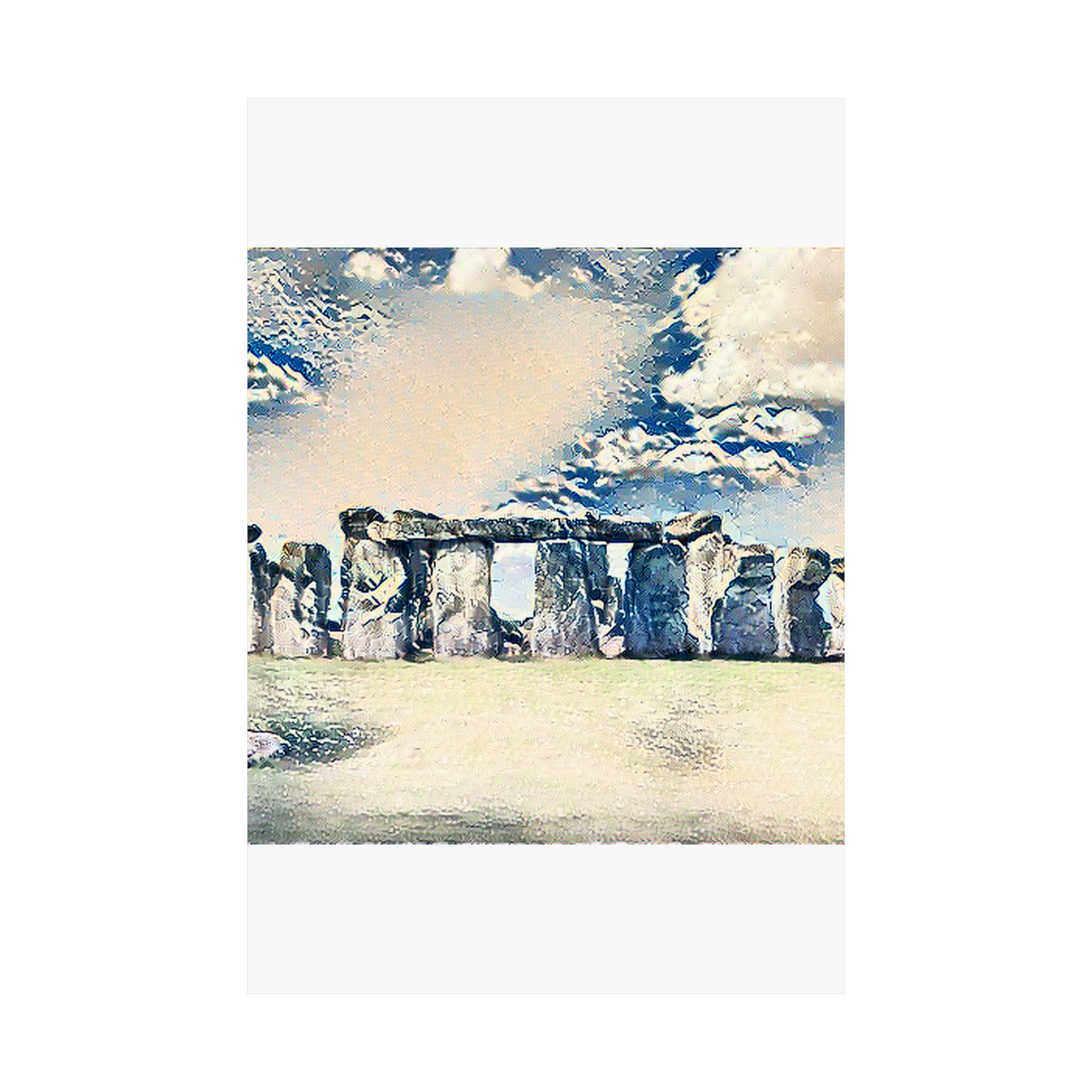 Stonehenge in Great Wave Style - Poster Print