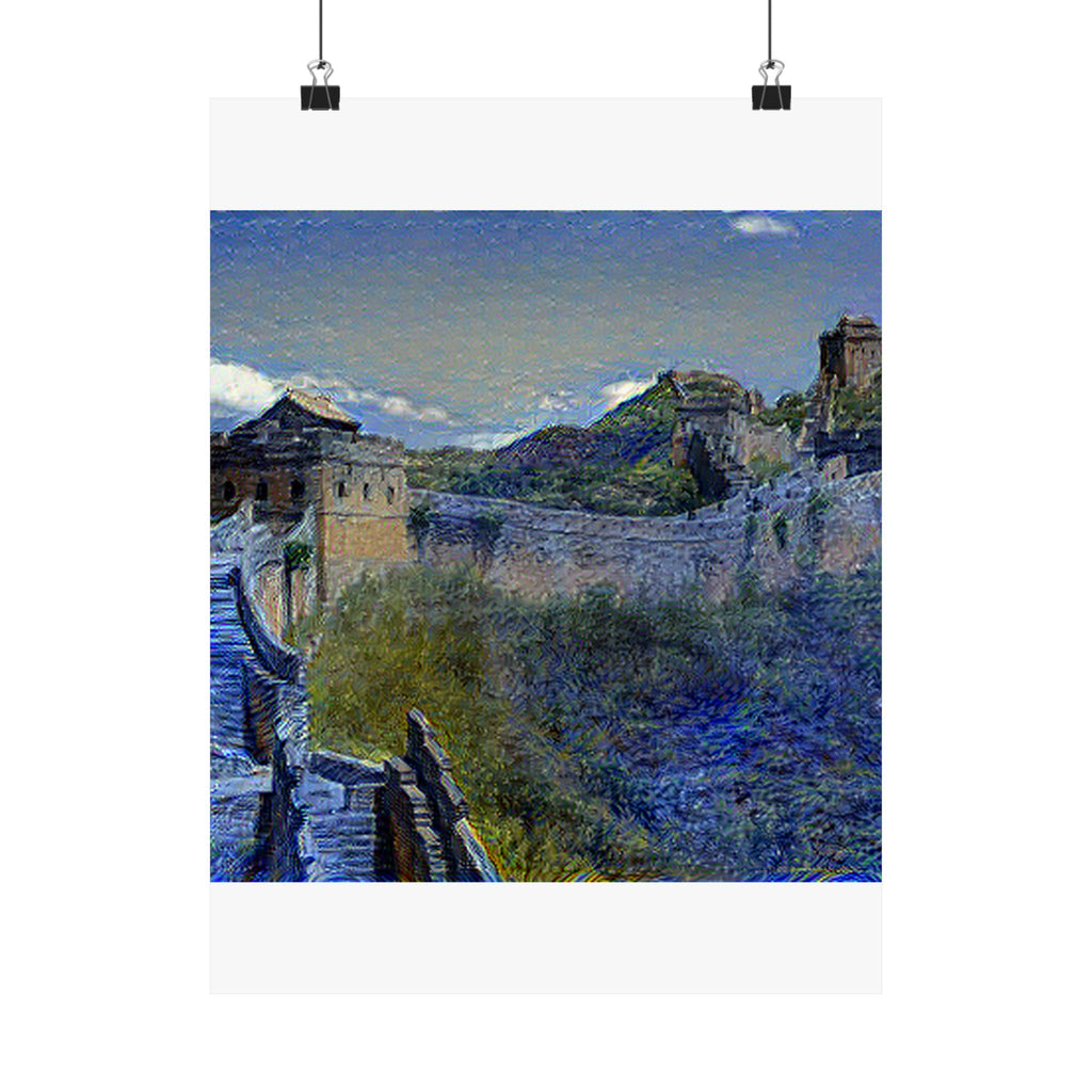 Great Wall of China in Starry Night Style | Vincent van Gogh Inspired Art