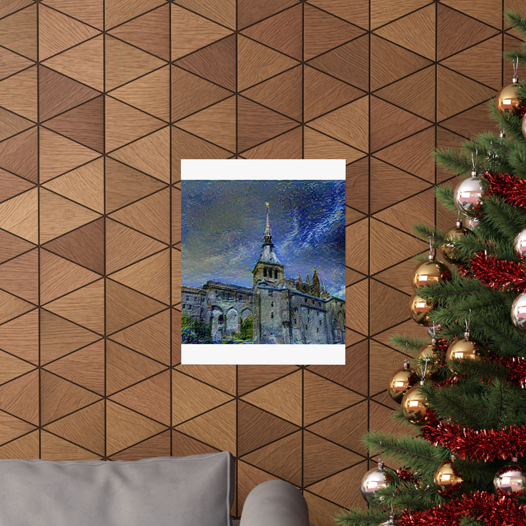 Mont Saint-Michel in Starry Night Style | Vincent van Gogh Inspired Art