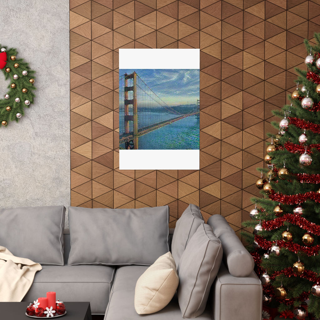 Golden Gate in Water Lilies Style - Poster Print