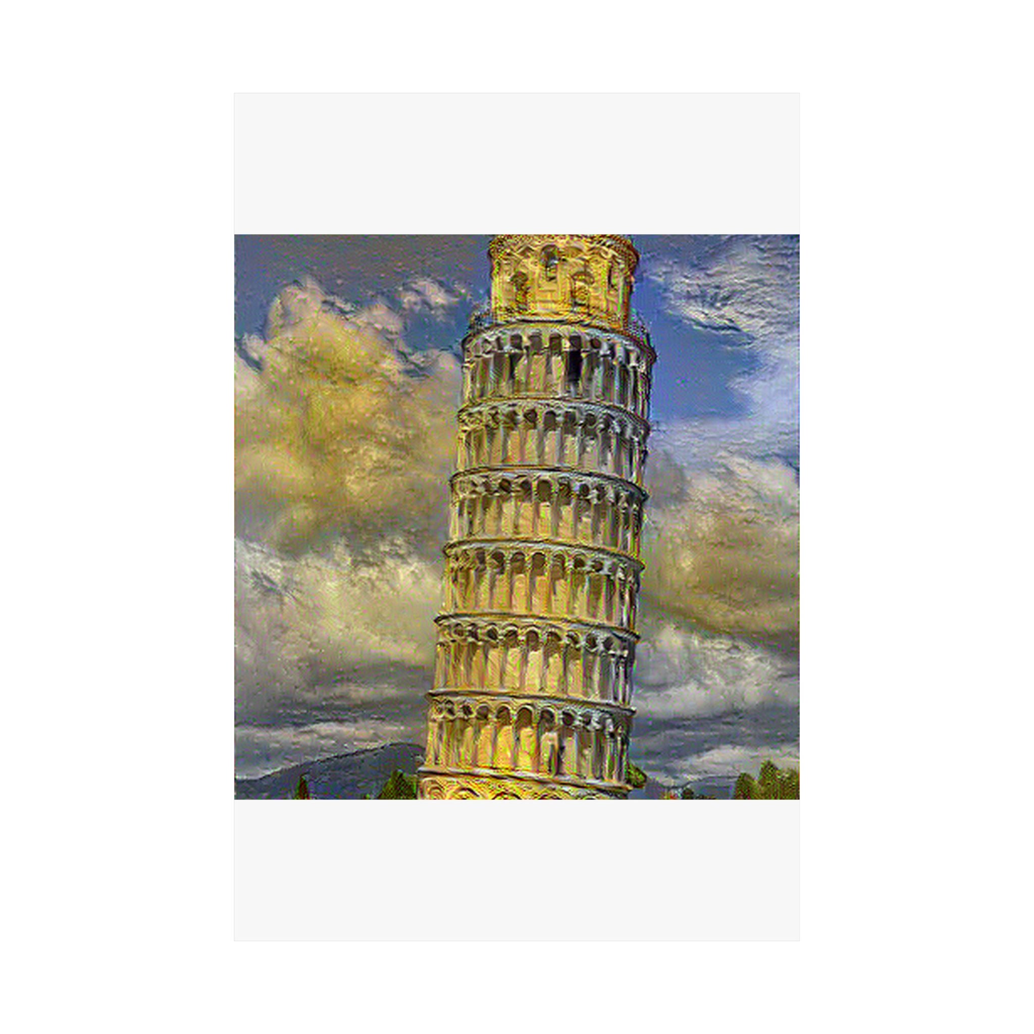 Tower Of Pisa in Cafe Terrace Style - Poster Print