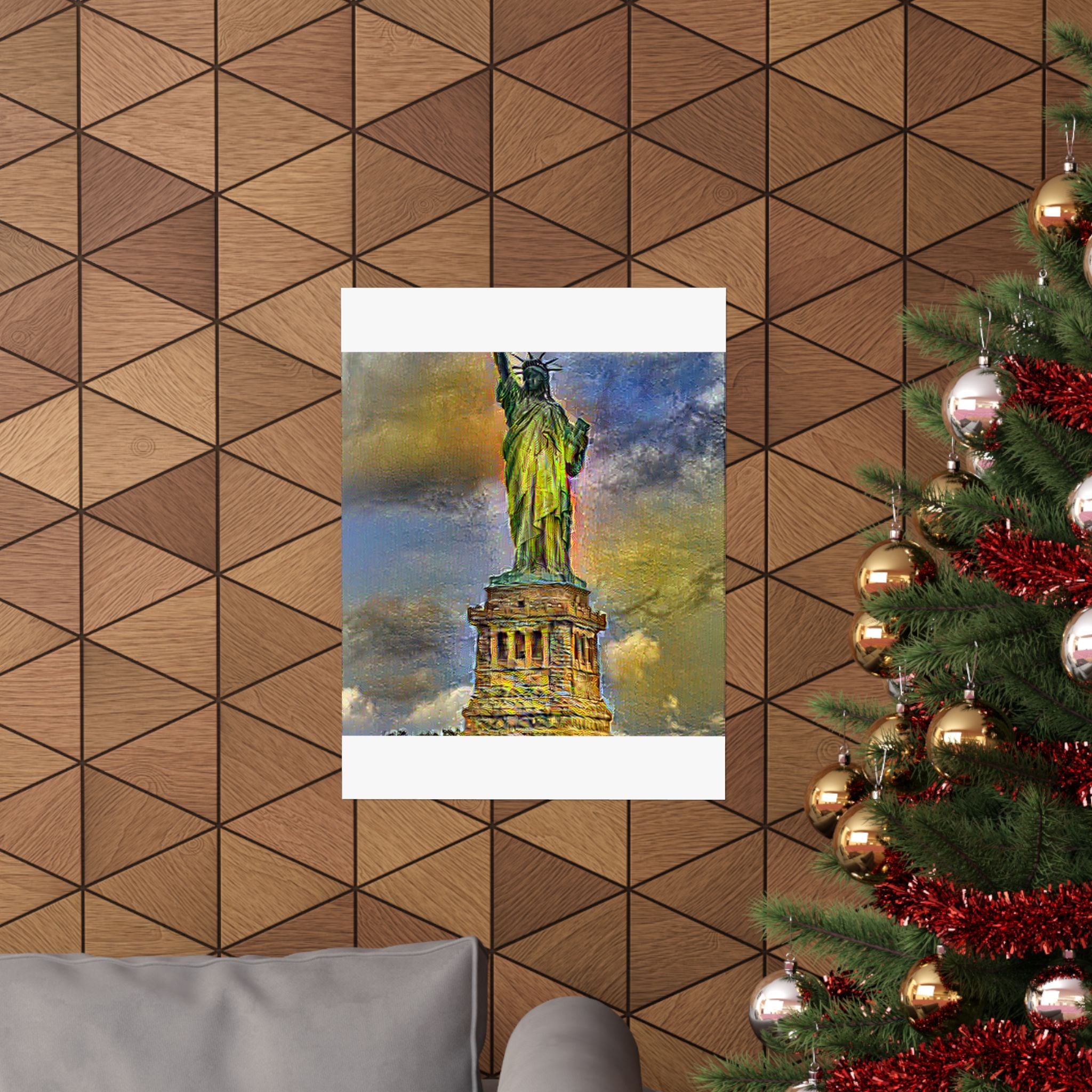 Statue Of Liberty in Cafe Terrace Style - Poster Print