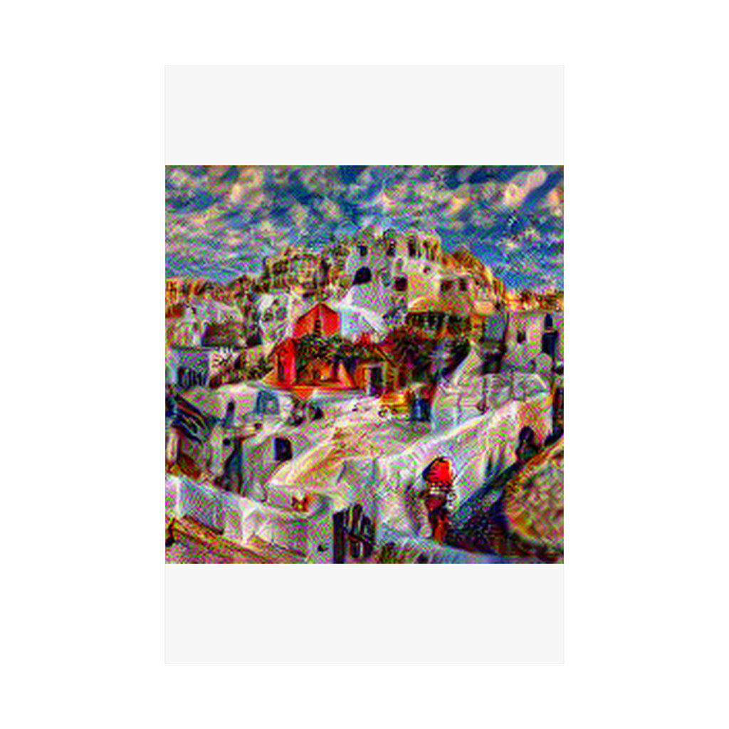 Santorini in Composition Vii Style - Poster Print