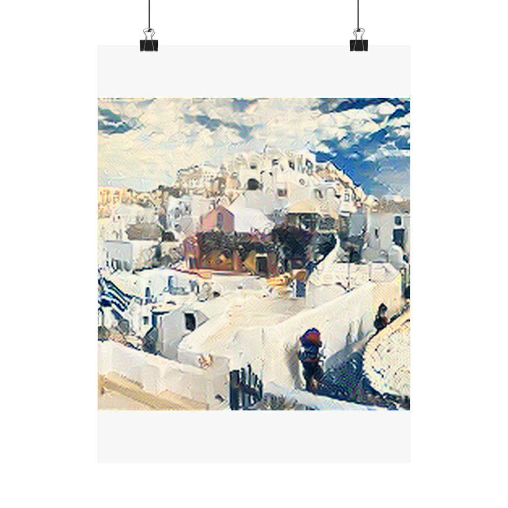 Santorini in The Great Wave off Kanagawa Style | Katsushika Hokusai Inspired Art