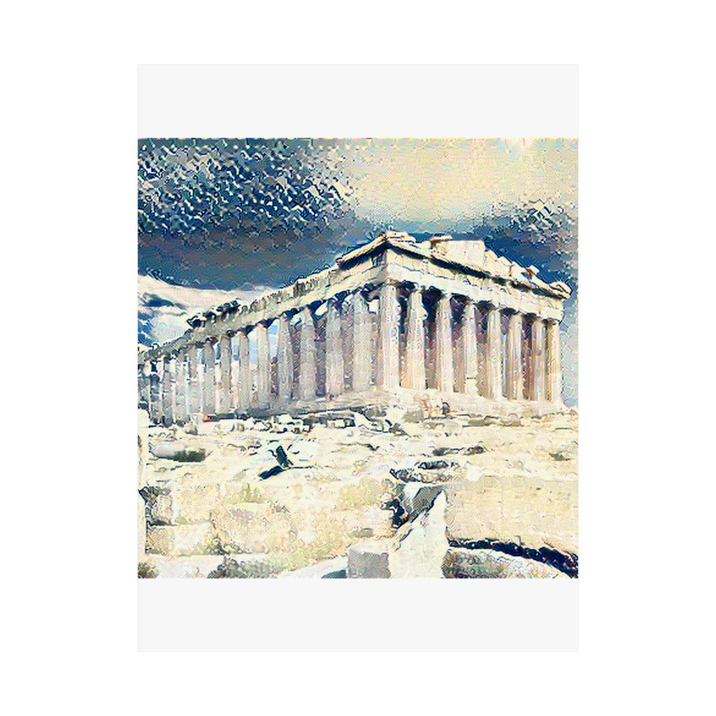 Parthenon in Great Wave Style - Poster Print