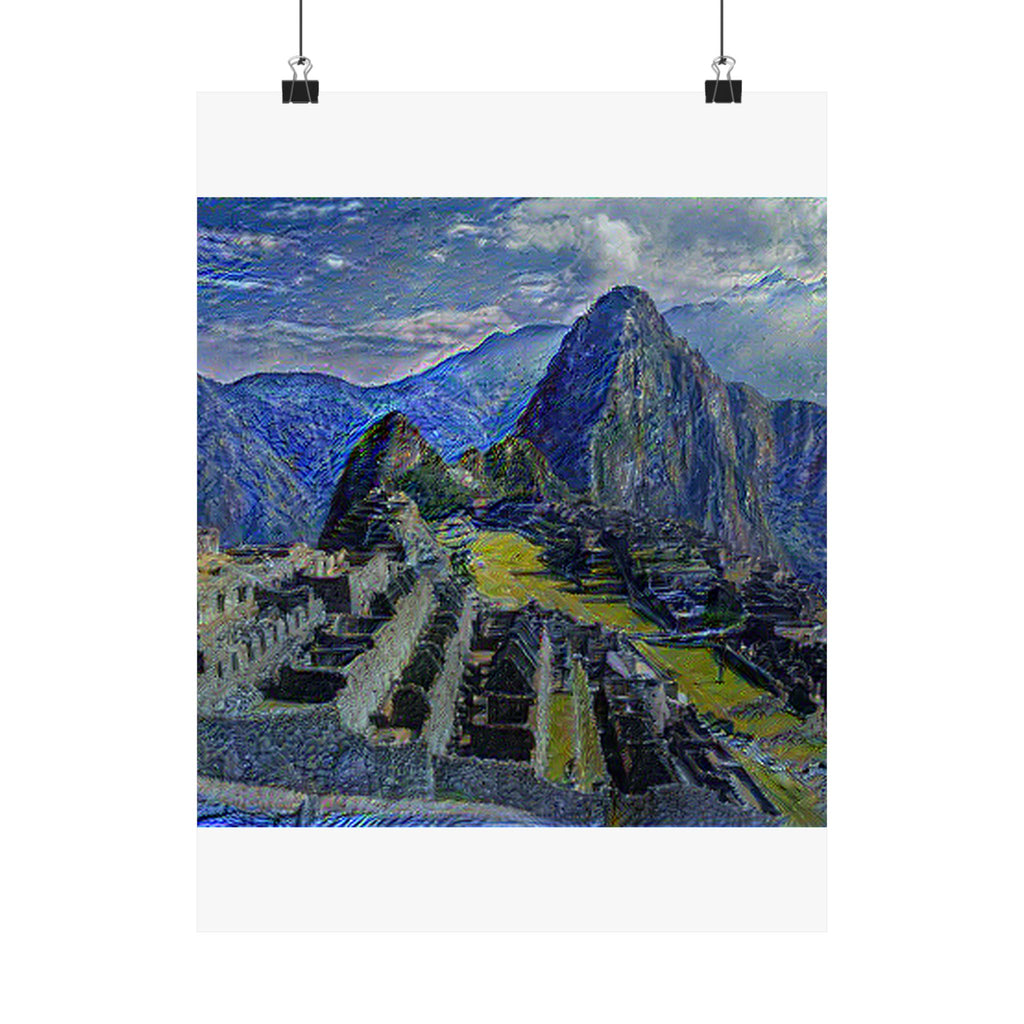 Machu Picchu in Starry Night Style - Poster Print