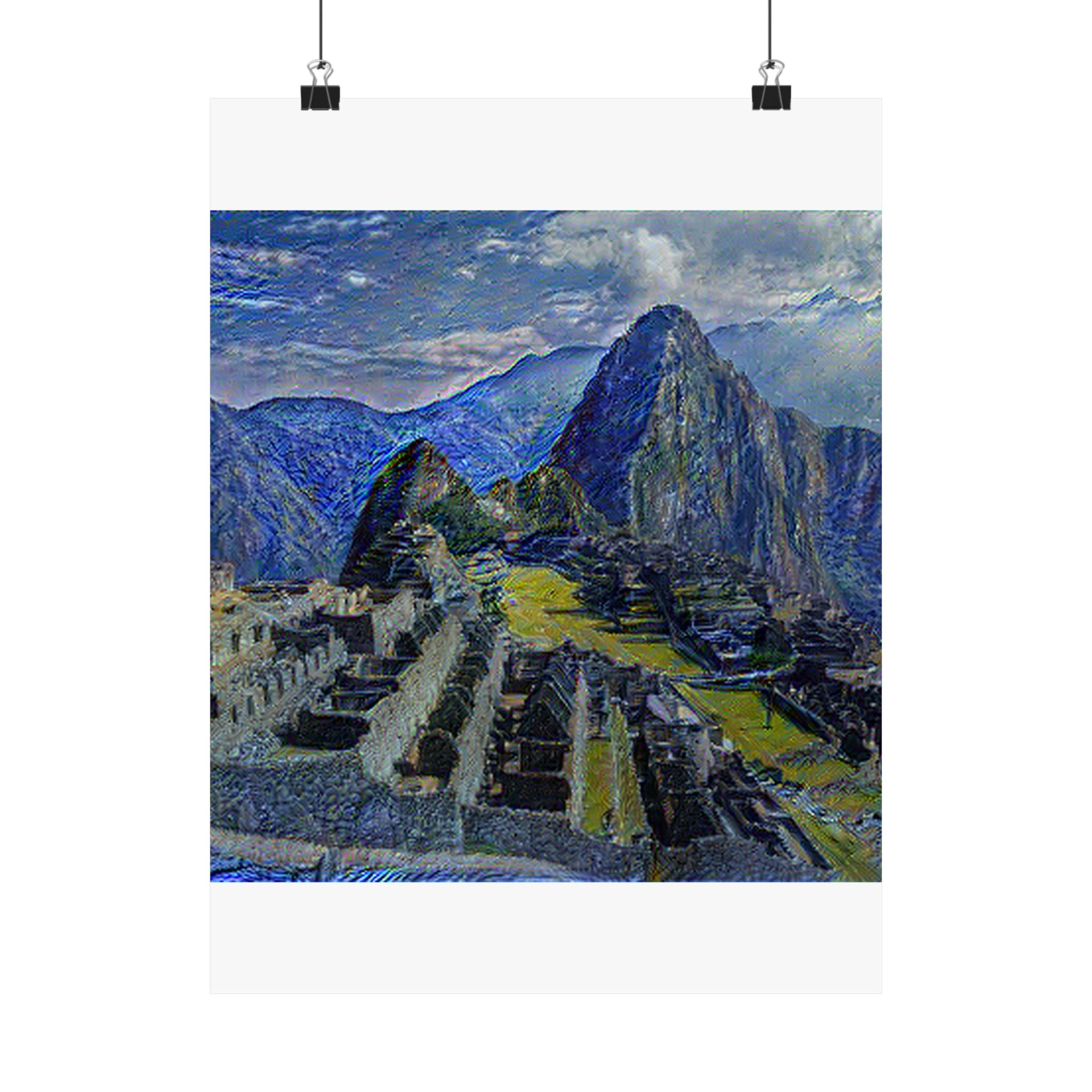 Machu Picchu in Starry Night Style - Poster Print